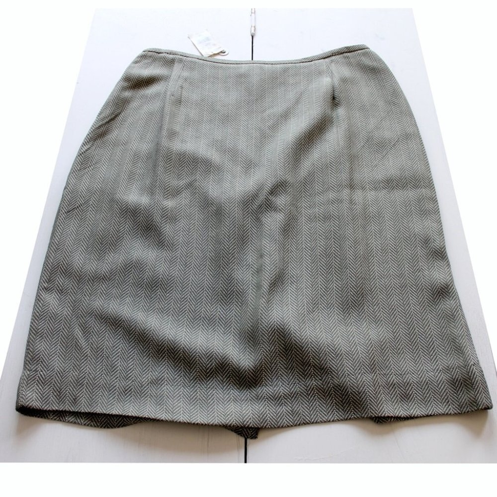 NWT Vintage Rena Rowan for Saville Green Pattern Midi Skirt Size 14